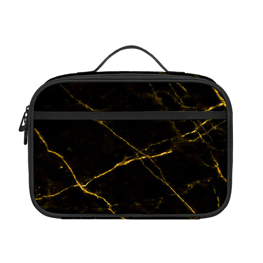 Black Gold Scratch Marble Print Portable Lunch Bag