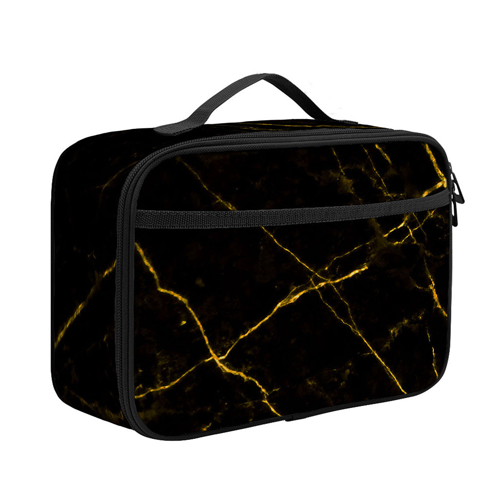 Black Gold Scratch Marble Print Portable Lunch Bag