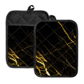 Black Gold Scratch Marble Print Pot Holders With Pocket