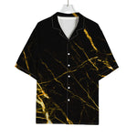 Black Gold Scratch Marble Print Rayon Hawaiian Shirt