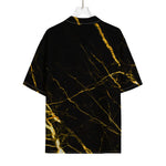 Black Gold Scratch Marble Print Rayon Hawaiian Shirt