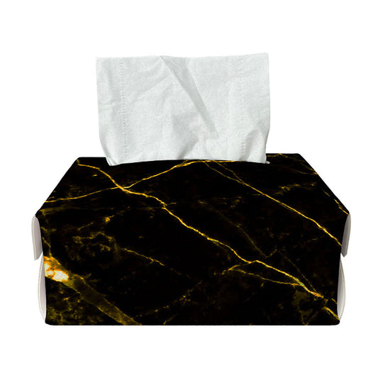 Black Gold Scratch Marble Print Rectangle Tissue Box Cover
