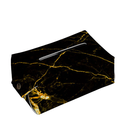 Black Gold Scratch Marble Print Rectangle Tissue Box Cover