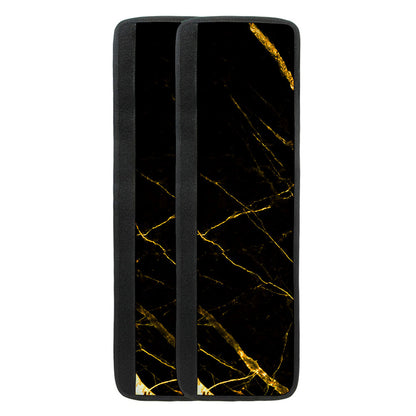 Black Gold Scratch Marble Print Refrigerator Handle Covers
