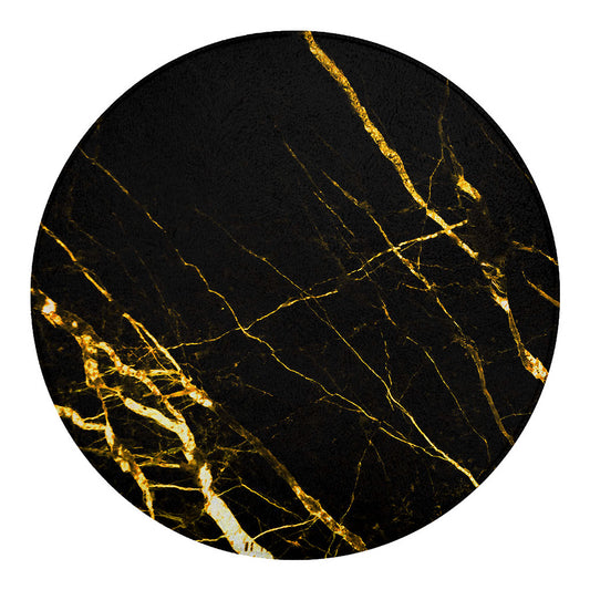 Black Gold Scratch Marble Print Round Blanket