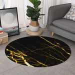 Black Gold Scratch Marble Print Round Rug