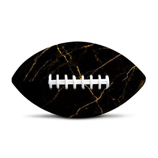 Black Gold Scratch Marble Print Rugby Ball