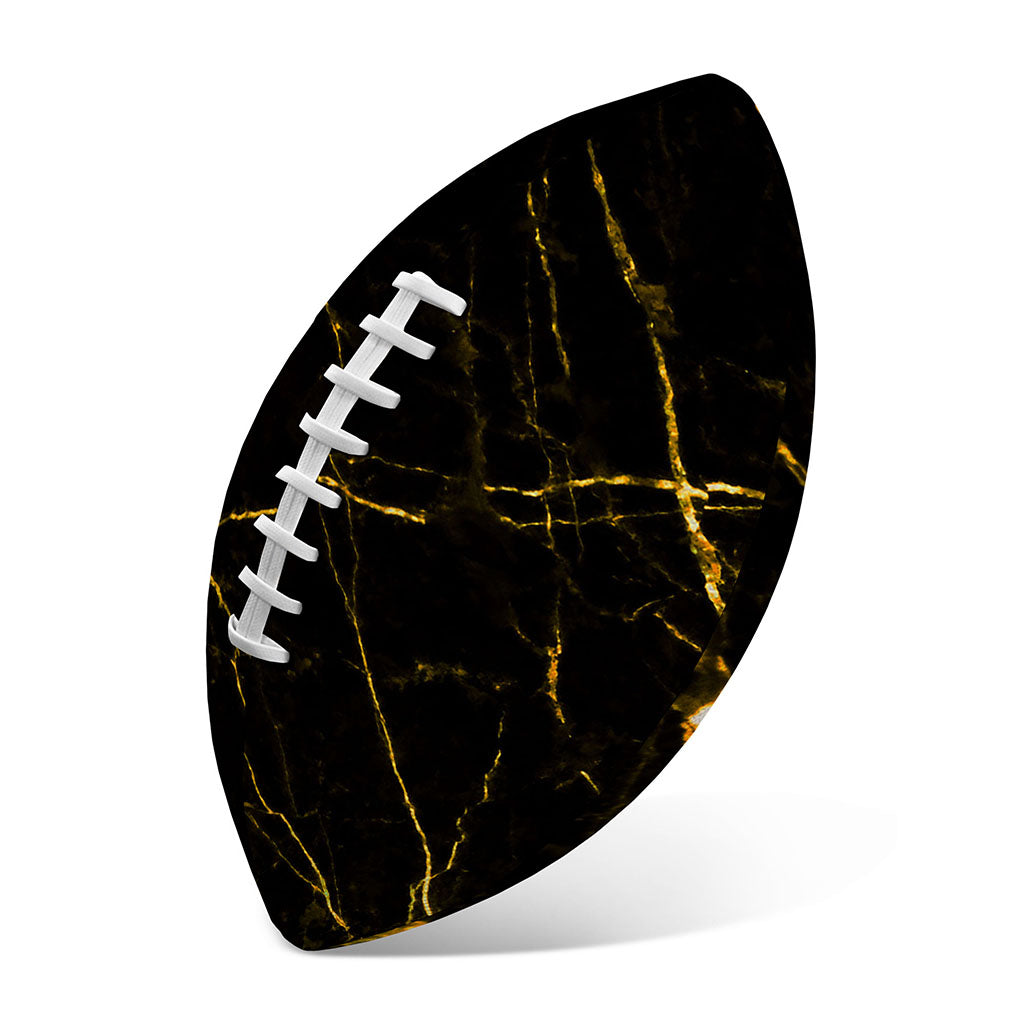 Black Gold Scratch Marble Print Rugby Ball