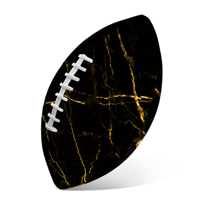 Black Gold Scratch Marble Print Rugby Ball