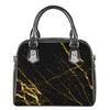 Black Gold Scratch Marble Print Shoulder Handbag