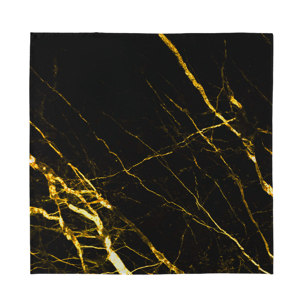 Black Gold Scratch Marble Print Silk Bandana