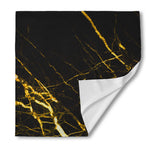 Black Gold Scratch Marble Print Silk Bandana