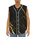 Black Gold Scratch Marble Print Sleeveless Baseball Jersey