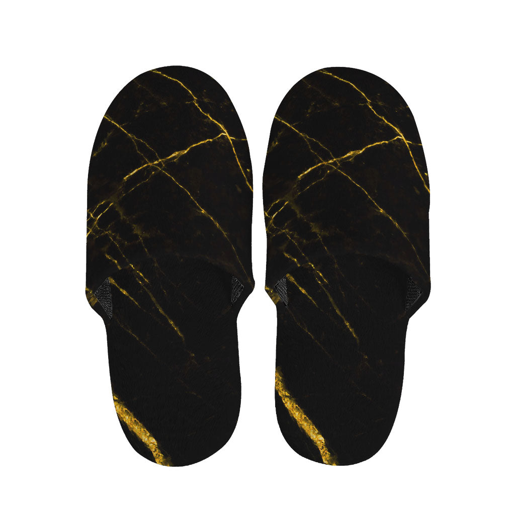 Black Gold Scratch Marble Print Slippers