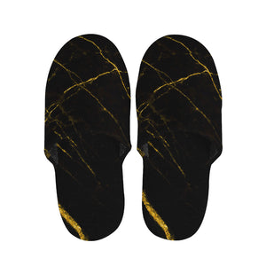 Black Gold Scratch Marble Print Slippers