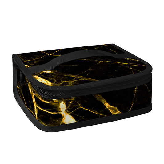 Black Gold Scratch Marble Print Small Lunch Bag