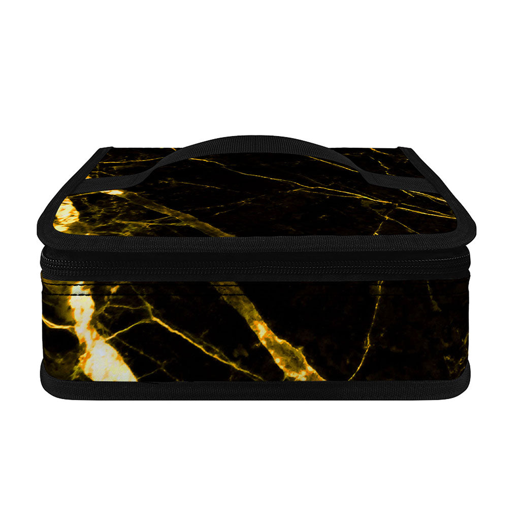 Black Gold Scratch Marble Print Small Lunch Bag