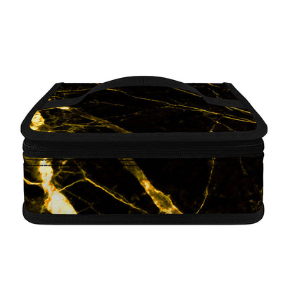 Black Gold Scratch Marble Print Small Lunch Bag