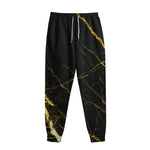 Black Gold Scratch Marble Print Sweatpants