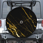 Black Gold Scratch Marble Print Tire Cover With Camera Hole