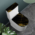 Black Gold Scratch Marble Print Toilet Lid And Tank Cover Set