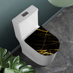 Black Gold Scratch Marble Print Toilet Lid Cover
