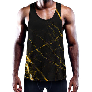 Black Gold Scratch Marble Print Training Tank Top