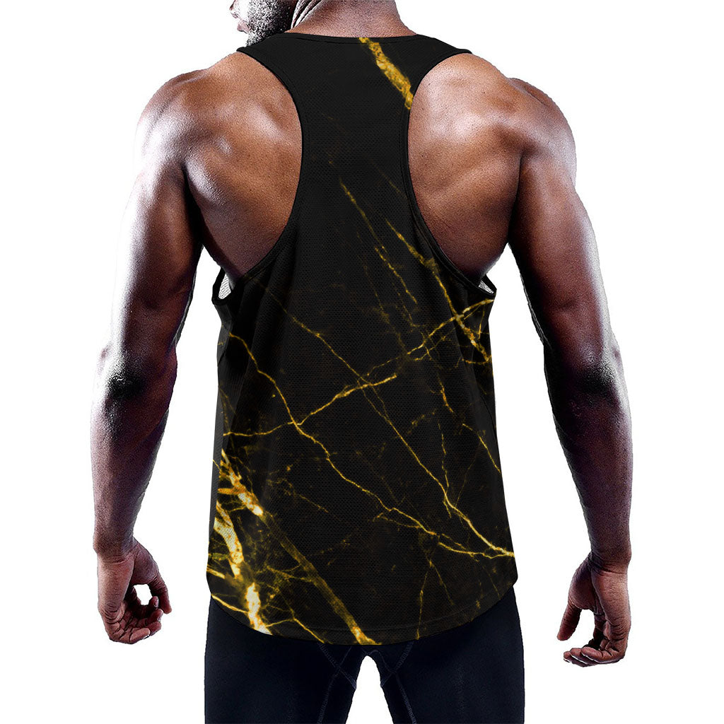 Black Gold Scratch Marble Print Training Tank Top