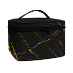 Black Gold Scratch Marble Print Travel Makeup Bag