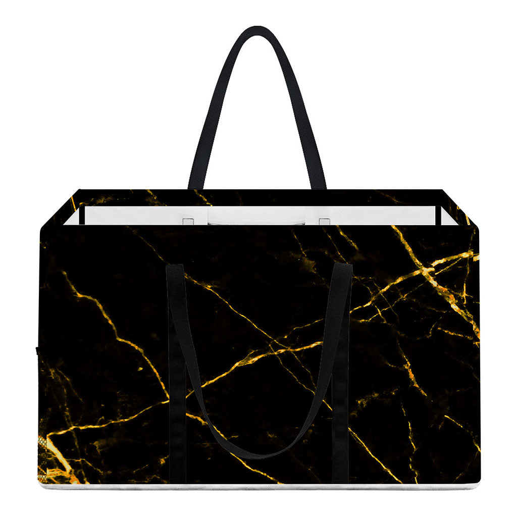 Black Gold Scratch Marble Print Utility Tote Bag
