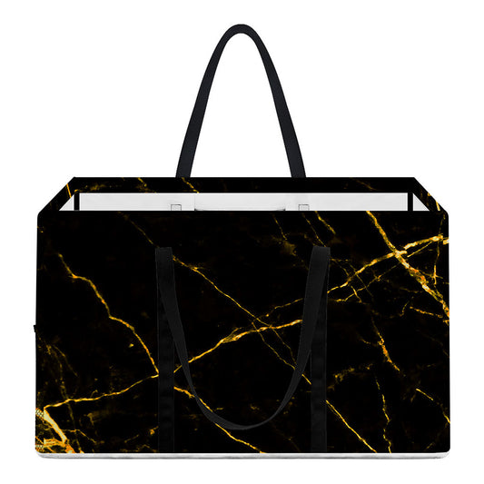 Black Gold Scratch Marble Print Utility Tote Bag
