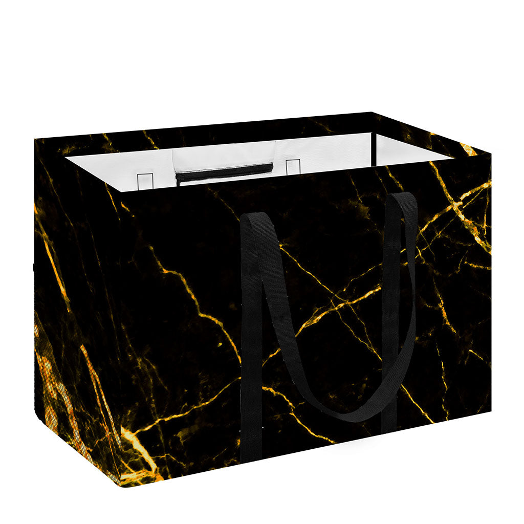 Black Gold Scratch Marble Print Utility Tote Bag