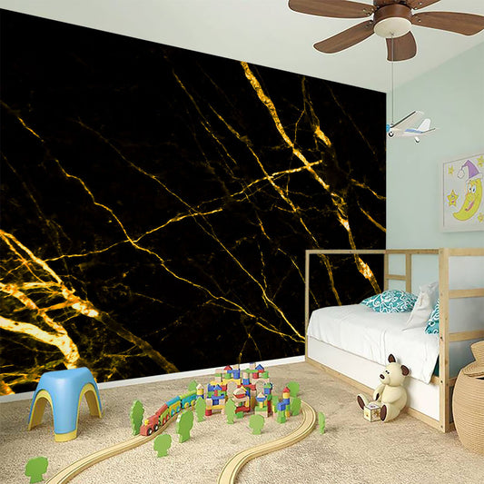 Black Gold Scratch Marble Print Wall Sticker
