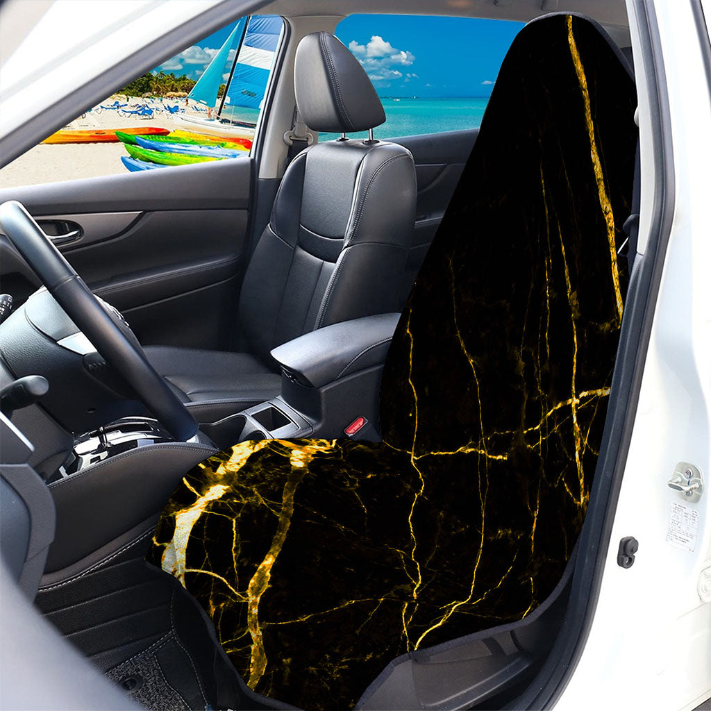 Black Gold Scratch Marble Print Waterproof Car Seat Cover