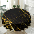 Black Gold Scratch Marble Print Waterproof Round Tablecloth