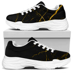 Black Gold Scratch Marble Print White Chunky Shoes