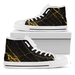 Black Gold Scratch Marble Print White High Top Sneakers