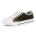 Black Gold Scratch Marble Print White Low Top Sneakers