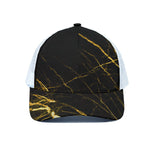 Black Gold Scratch Marble Print White Mesh Trucker Cap
