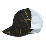 Black Gold Scratch Marble Print White Mesh Trucker Cap