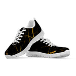 Black Gold Scratch Marble Print White Running Shoes