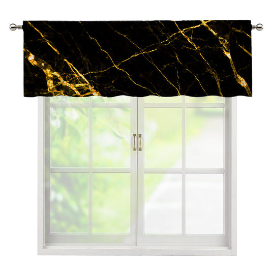 Black Gold Scratch Marble Print Window Valance