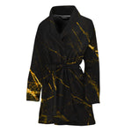 Black Gold Scratch Marble Print Women's Bathrobe