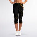 Black Gold Scratch Marble Print Women's Capri Leggings