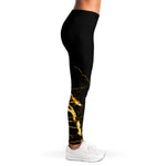 Black Gold Scratch Marble Print Women's Leggings