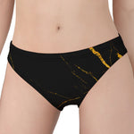 Black Gold Scratch Marble Print Women's Panties