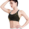 Black Gold Scratch Marble Print Women's Sports Bra