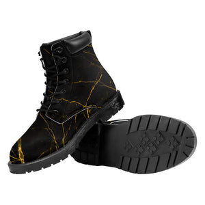 Black Gold Scratch Marble Print Work Boots