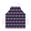 Black Grey And Purple Argyle Print Adjustable Apron