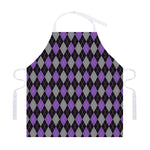 Black Grey And Purple Argyle Print Adjustable Apron